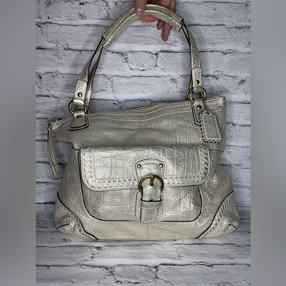 Coach Gold/metallic crinkle leather purse 19011
